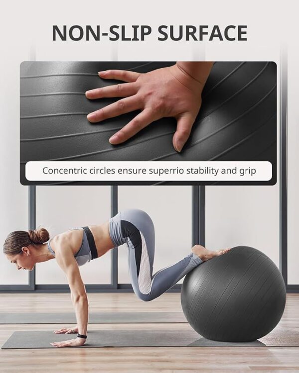 Yoga & Exercise Ball – Stability Ball for Fitness, Pregnancy & Office Use (Pump Included) - Image 3